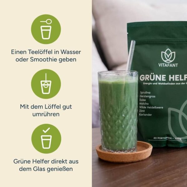 Vitafant Grüner Helfer Neu 200G Nahrungsergänzungsmittel - 30 Portionen - Image 4