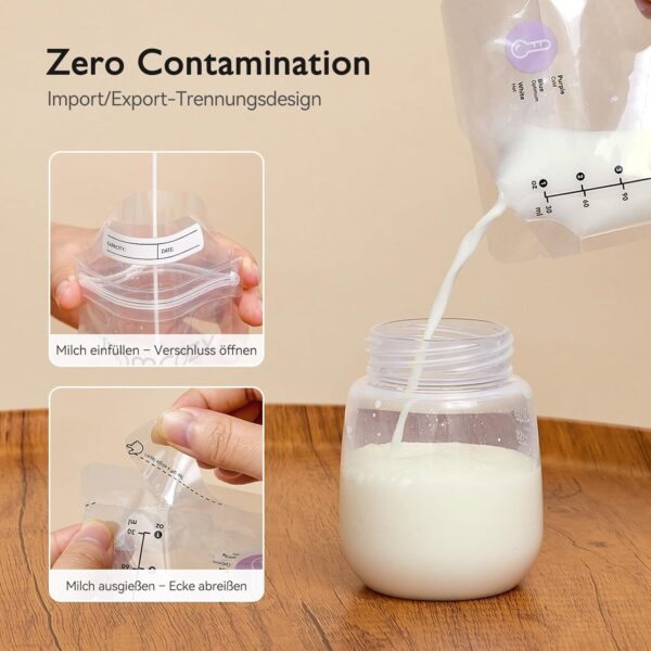 Momcozy Muttermilch-Aufbewahrungsbeutel, 50 Stück Temp-Sensing Verfärbung, Milchaufbewahrungsbeutel zum Stillen, Einweg-Milch-Aufbewahrungsbeutel mit 180 ml selbststehenden, auslaufsicheren - Image 6